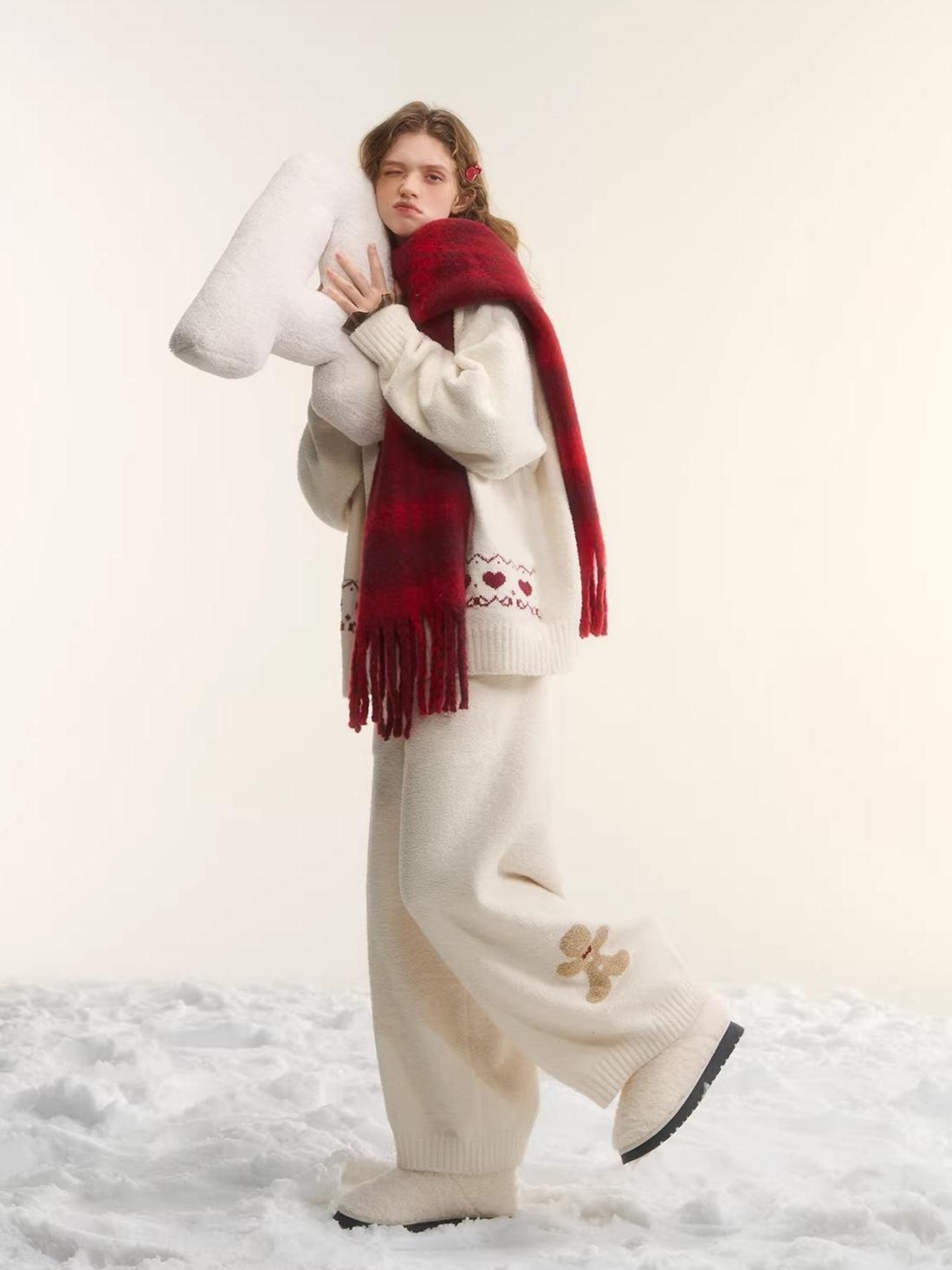 Vintage Wool-Blend Red Plaid Scarf