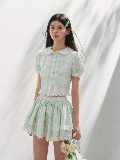White Cotton Embroidered Shirt &amp; Skirt Set