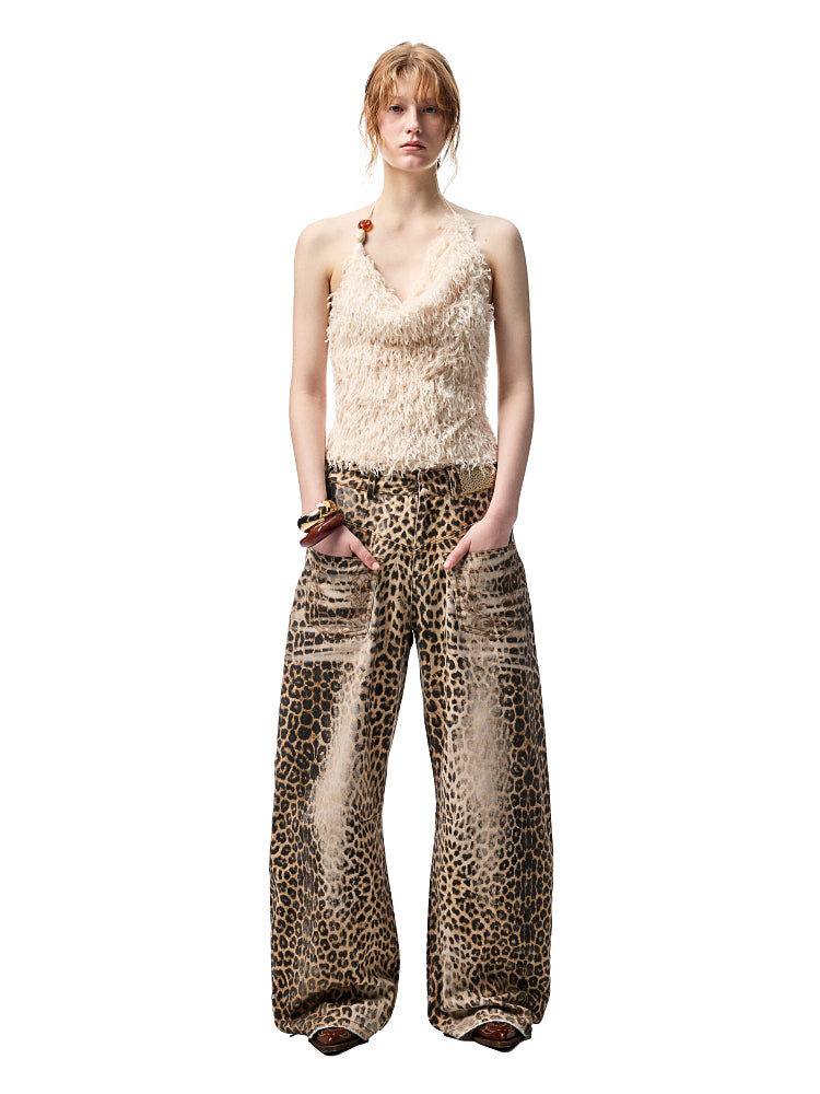 V-Neck Beaded Draped Collar Halter Cami Top - CHINASQUAD