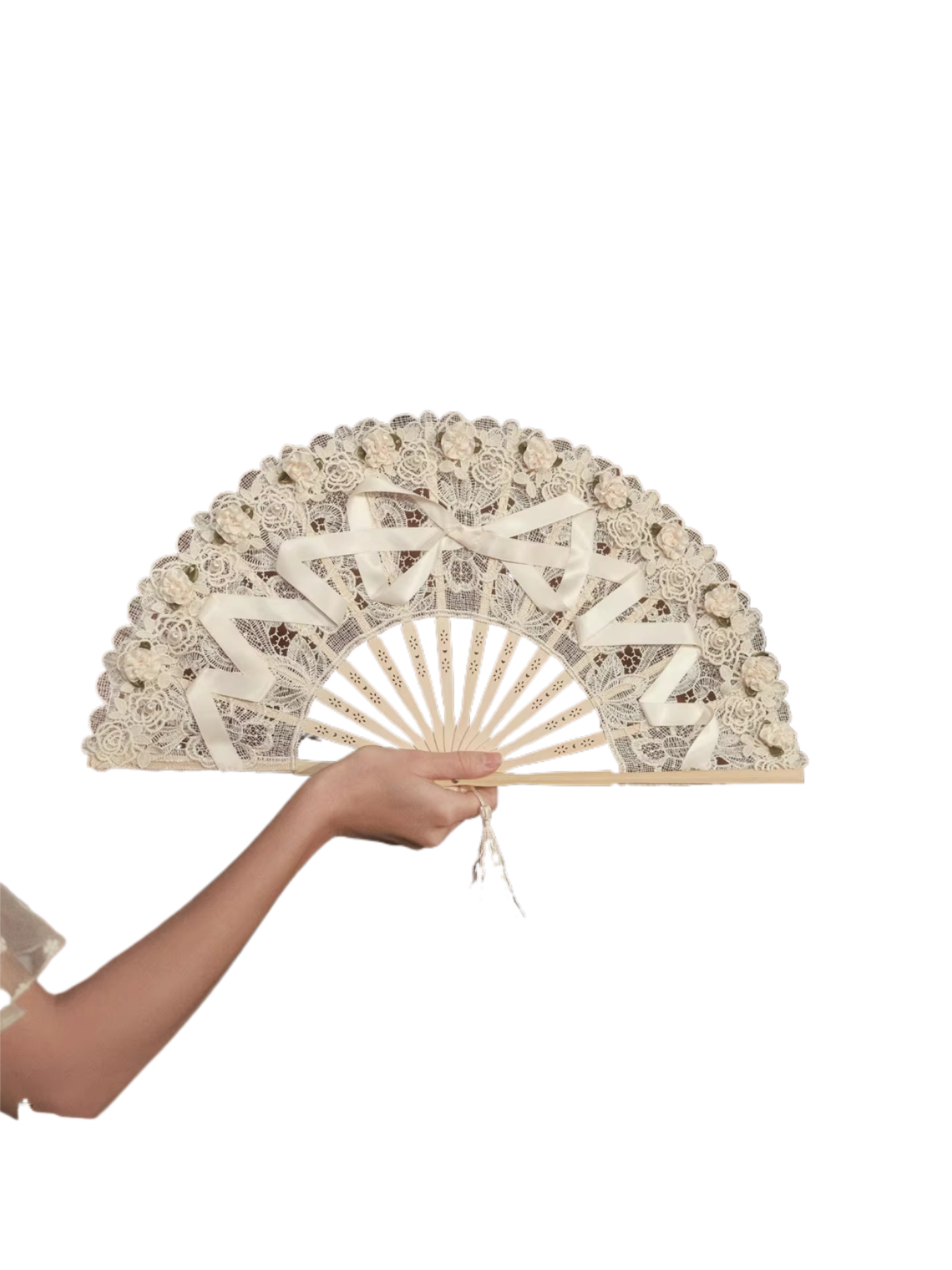 Royal Banquet Lace Embroidered Folding Fan