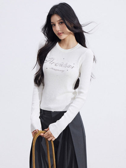 Embellished Soft Knit Long Sleeve T-Shirt