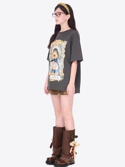 Tarot Bear Graphic Oversized T-Shirt
