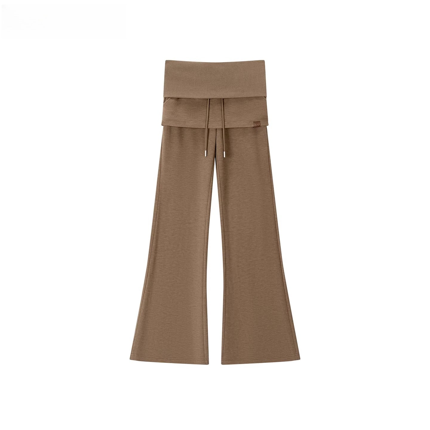 Folded Waist Spliced Skirt-Hem Sweatpants