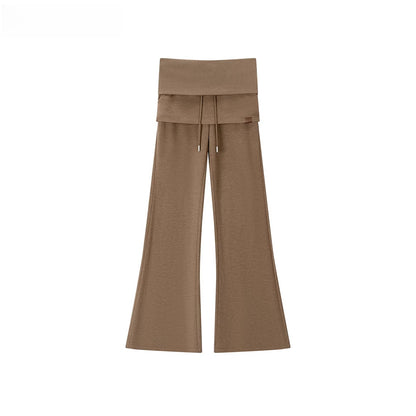 Folded Waist Spliced Skirt-Hem Sweatpants