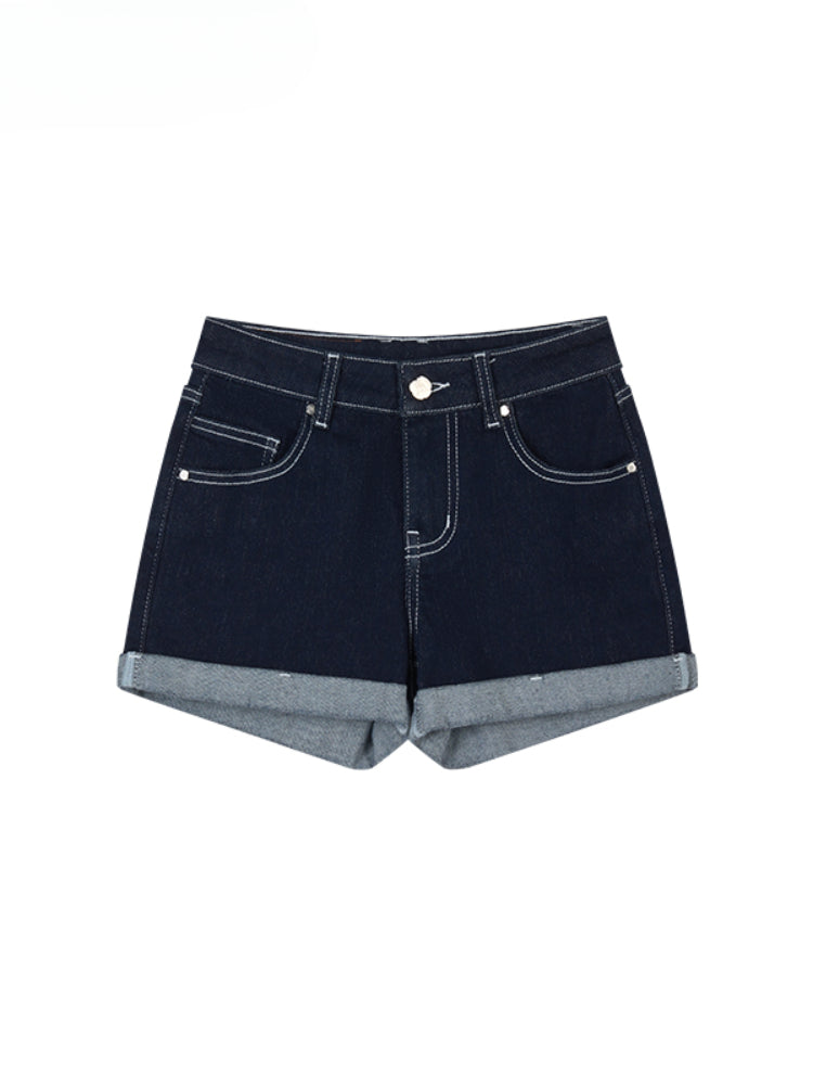 Straight-leg Cuffed Denim Shorts - CHINASQUAD