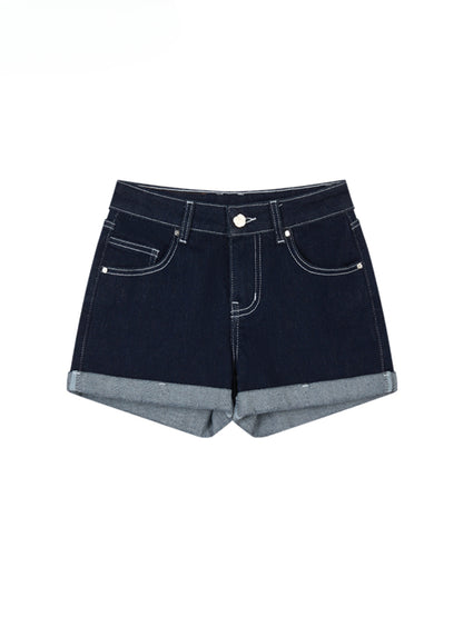 Straight-leg Cuffed Denim Shorts - CHINASQUAD