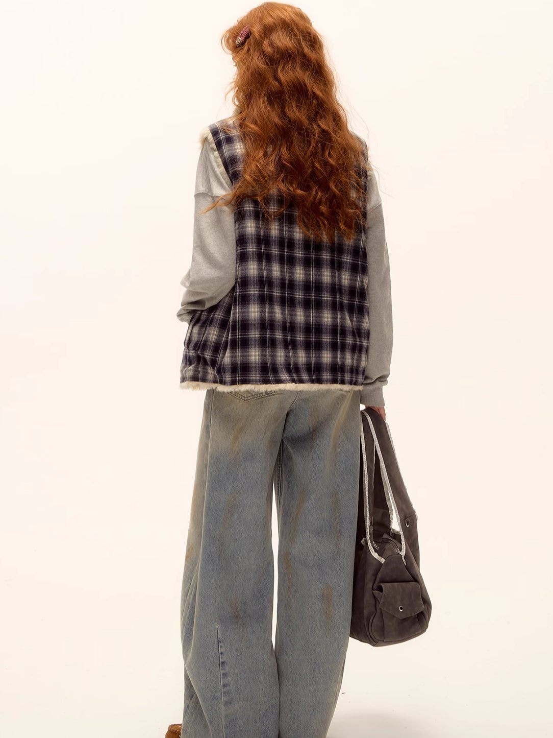 Reversible Plaid Fleece Button-Up Vest