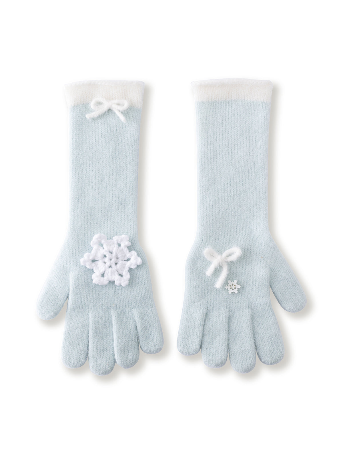 Snowflake and Bow Rabbit Hair Gloves