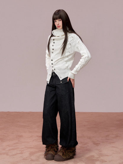 Double-Waist Vintage Wide-Leg Jeans