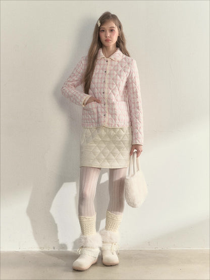 Reversible Quilted Doll Collar Jacket &amp; Skirt Set