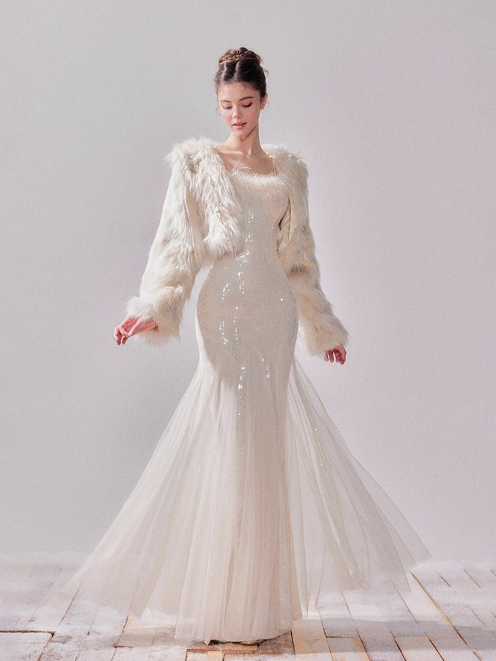 Snowmist Faux Fox Fur Toggle Cropped Jacket