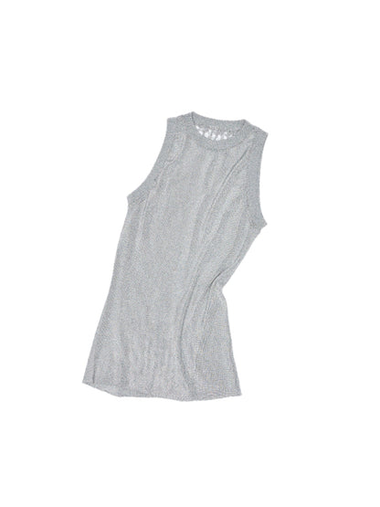 Hollow Out Cable Knit Sleeveless Tank Top - CHINASQUAD