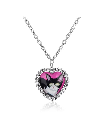 Large Heart Cat and Dog Long Necklace