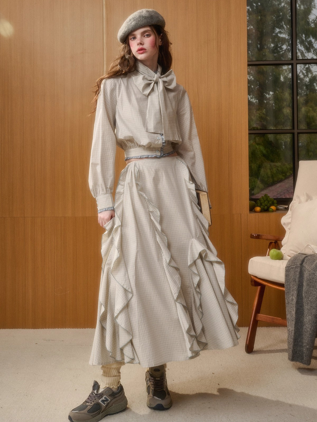 Organic Cotton Gingham Blouse Set