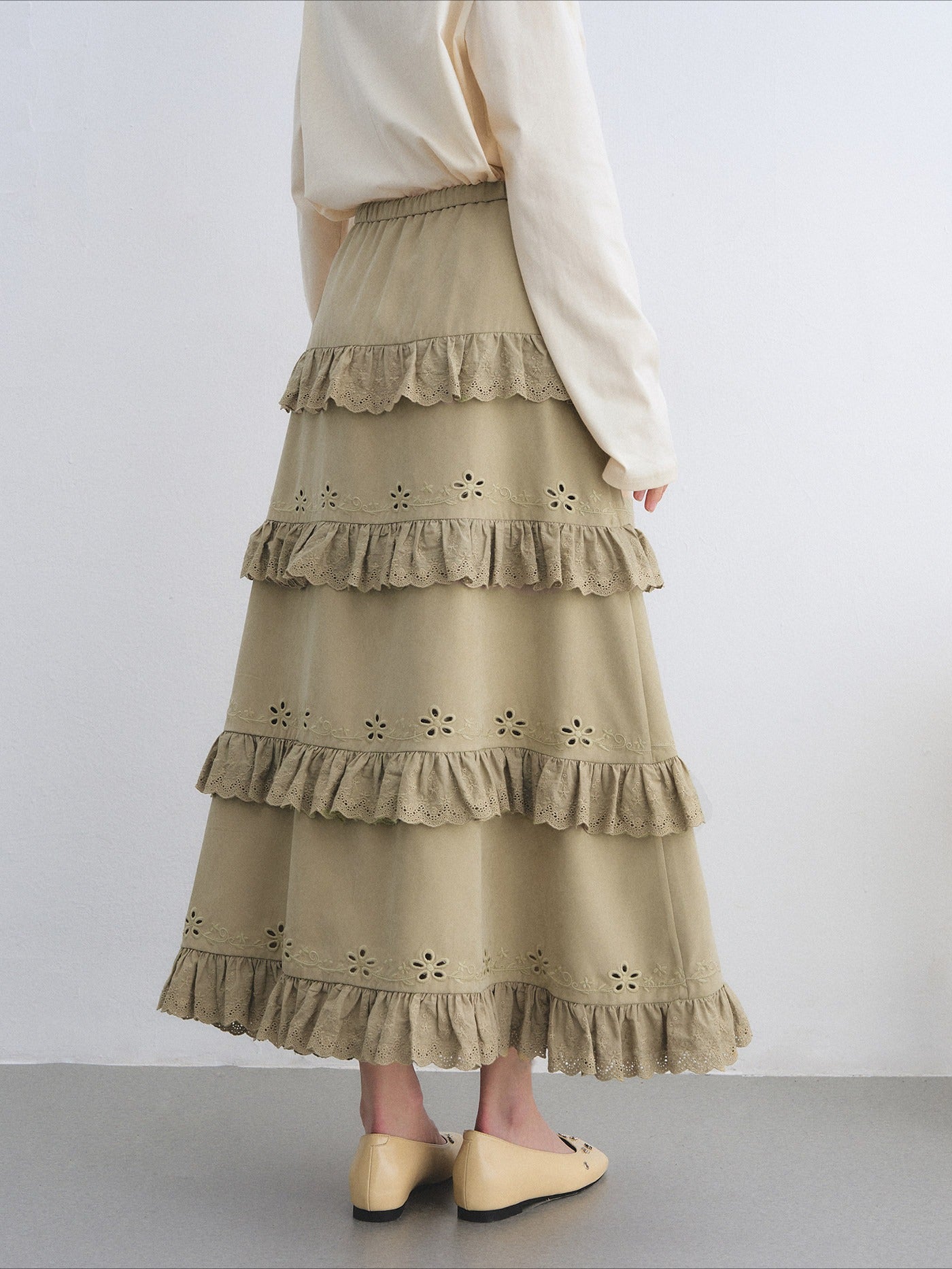 Bohemian Tiered Embroidered Maxi Skirt