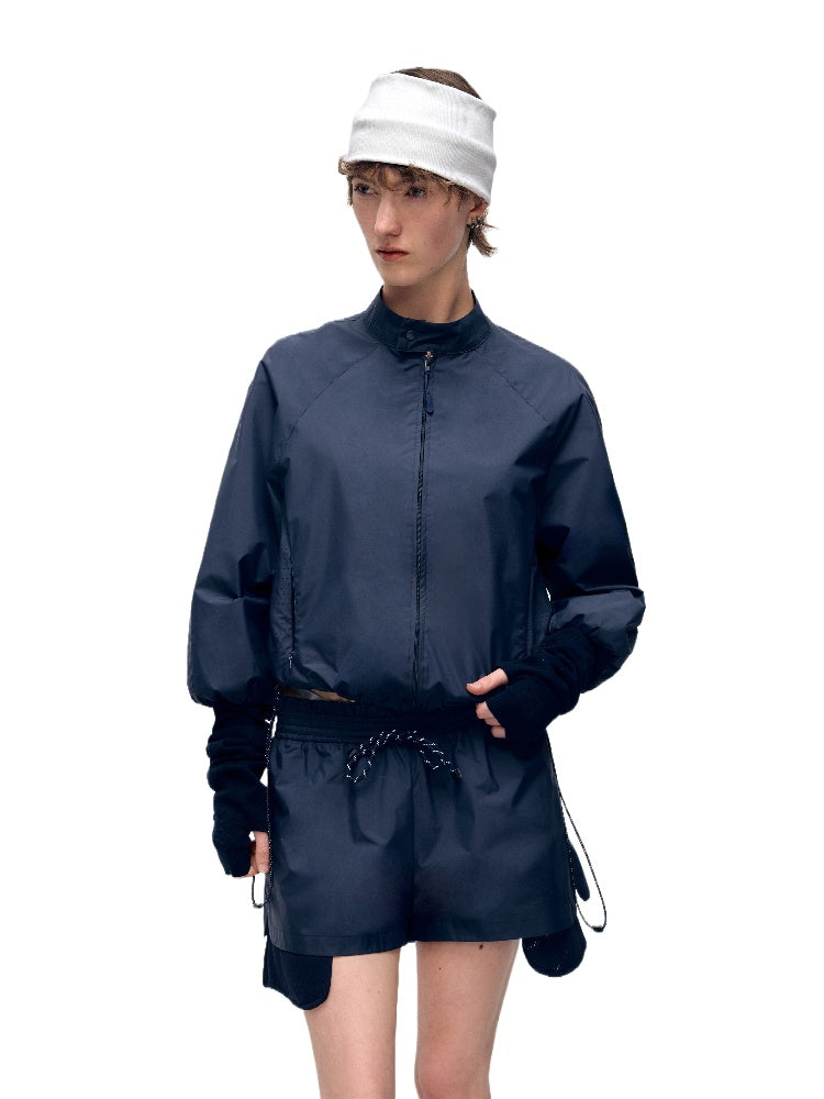 Color Block Outdoor Sports Jacket &amp; Shorts Set