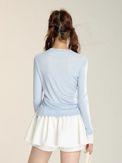 Gray &amp; Blue Origami Bow Top