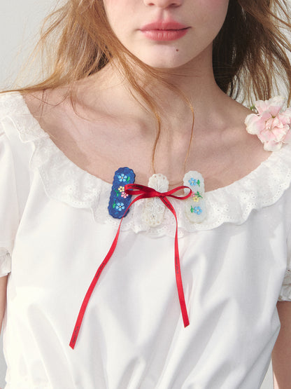 Hand-painted Flower Acetate Hair Clip