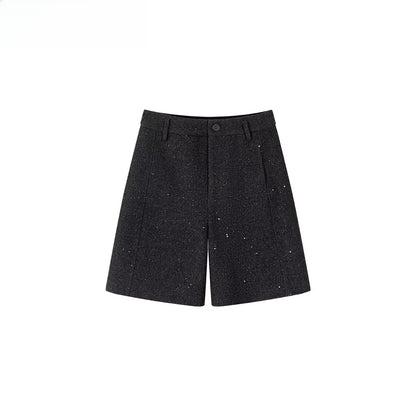 Irregular Silver-Dot Wool Blend Loose Shorts