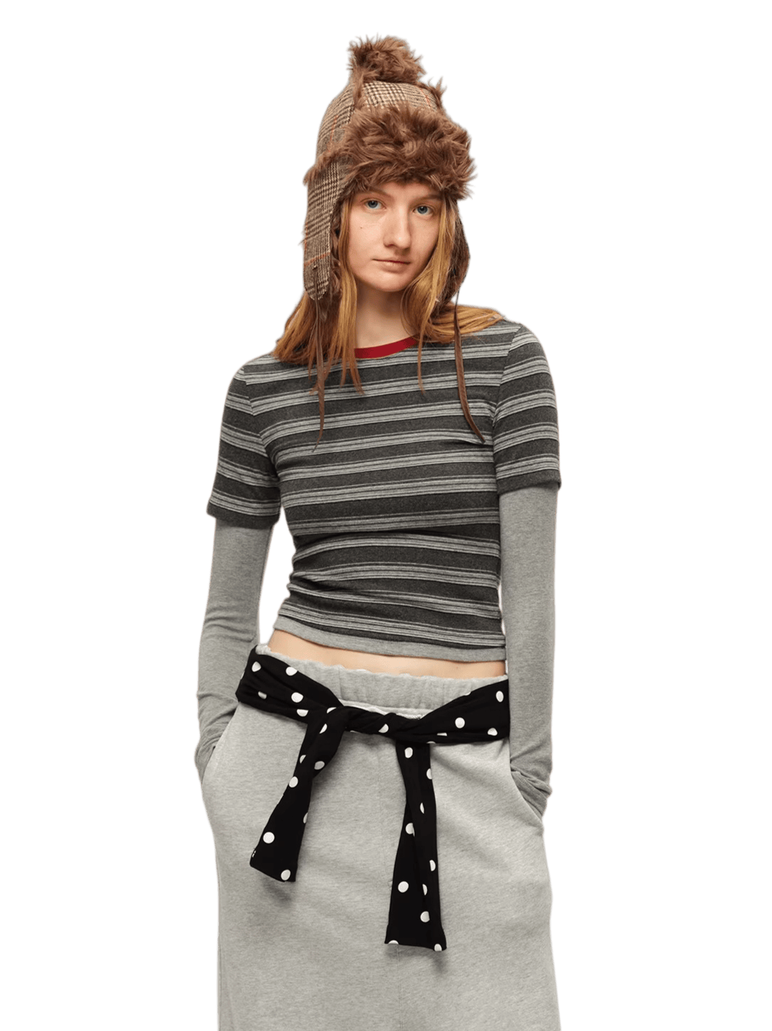 Contrast Layered-Effect Long Sleeve T-Shirt