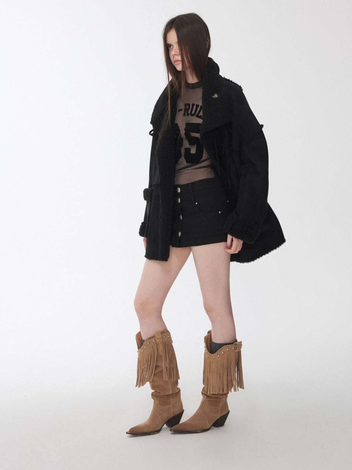 Washed Camo Double-Breasted Canvas Skort