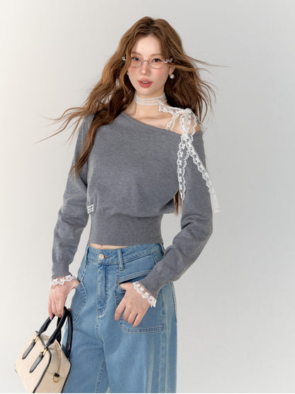 Lace-Up Shoulder Sweatshirt