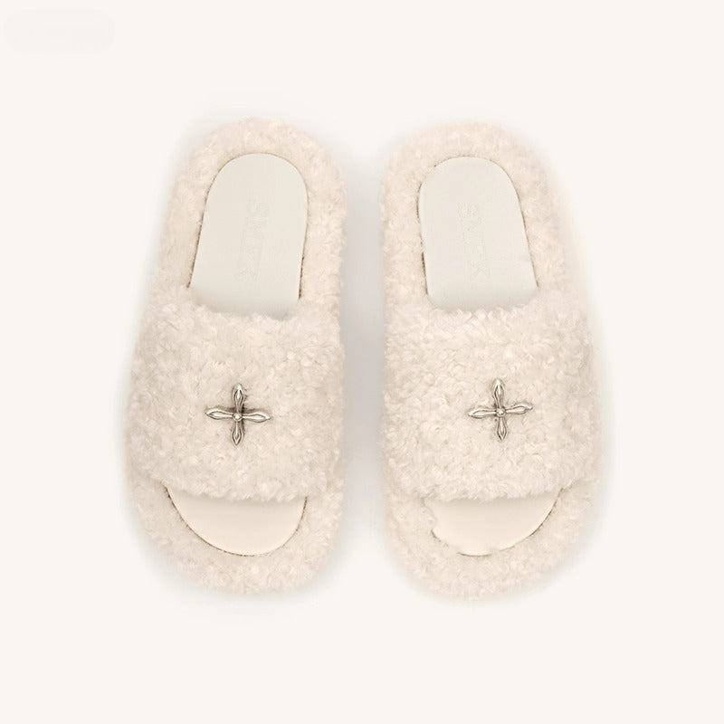 SMFK Fuzzy Platform Black Edition Slide Sandals