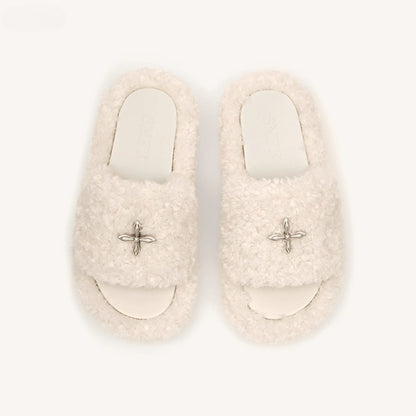 SMFK Fuzzy Platform Black Edition Slide Sandals