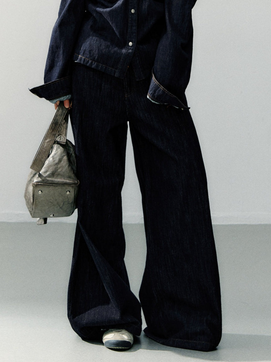 Vintage Wide-Leg Denim Trousers