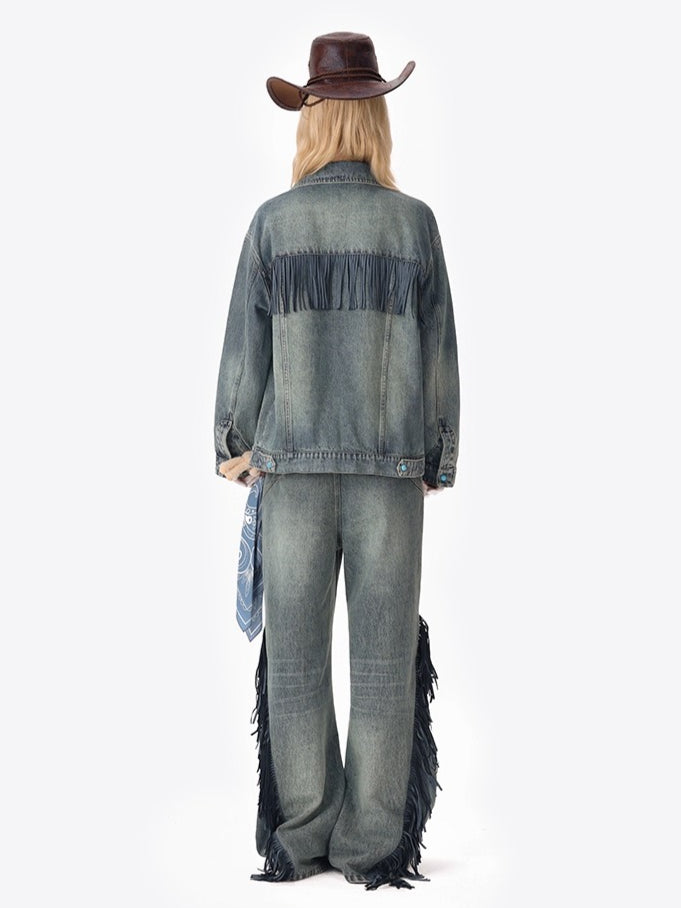 Western Fringe Denim Jacket