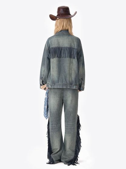 Western Fringe Denim Jacket