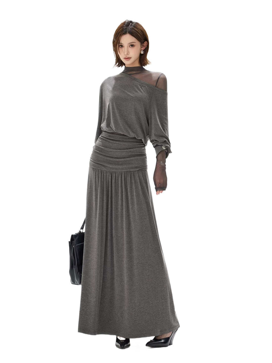 Two-Piece Off-Shoulder Knit Maxi Dress