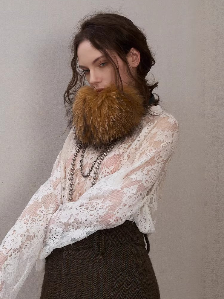 Raccoon Fur Metal-Logo Earmuffs