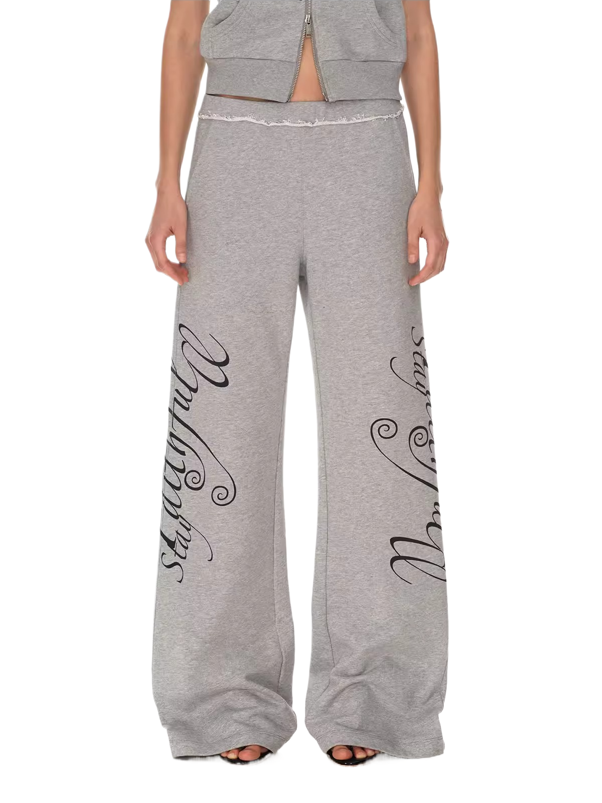 Rebel Script Print Relaxed Flared Sweatpants