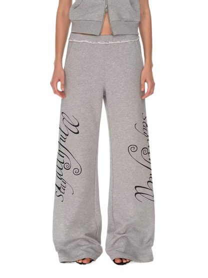 Rebel Script Print Relaxed Flared Sweatpants