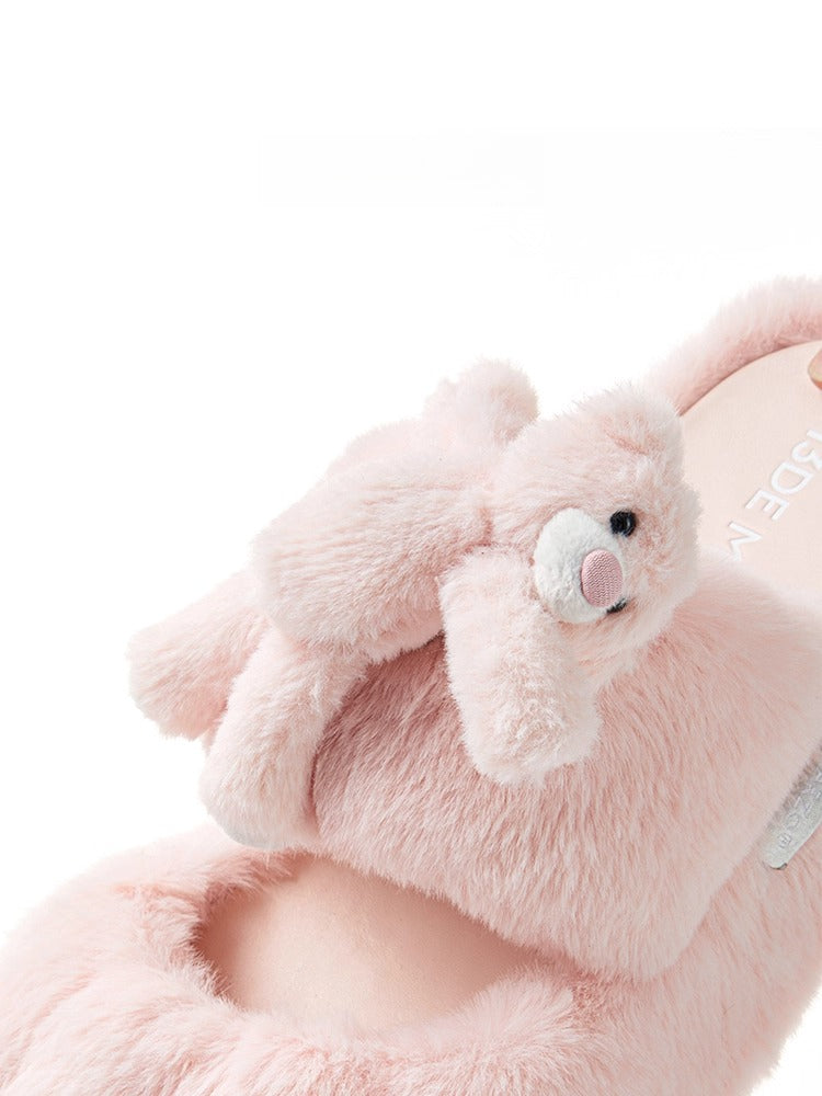 Fur Bear Paw Platform Slide Slippers