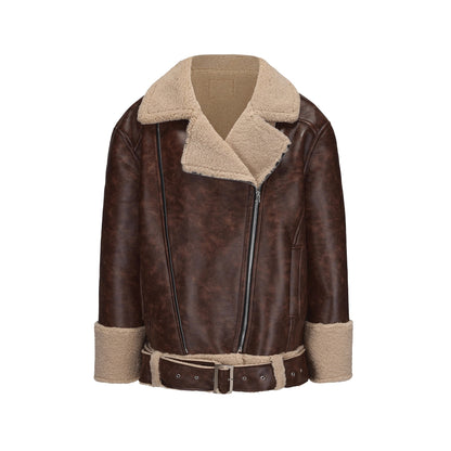 Reversible Faux Shearling Leather Jacket