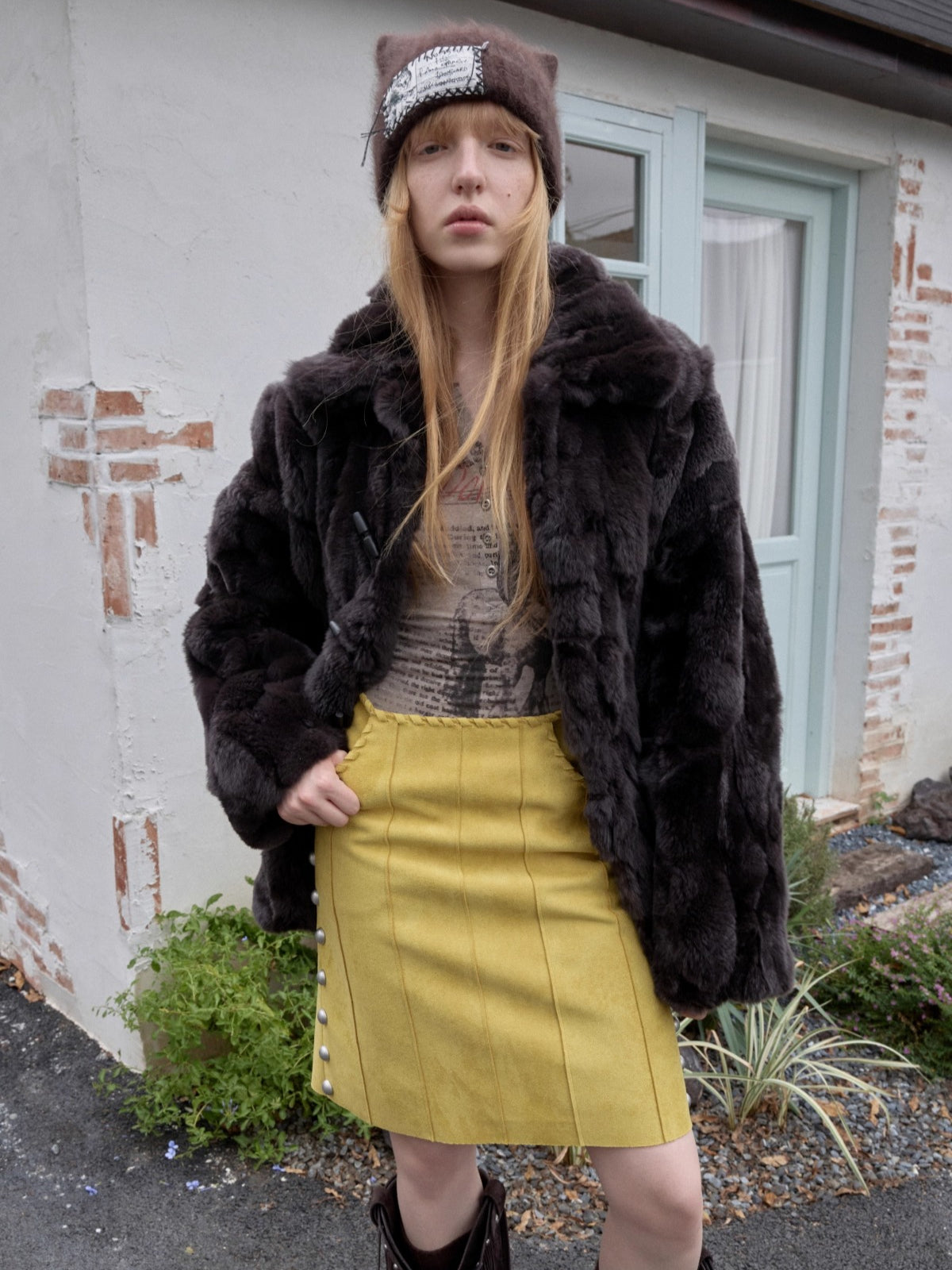 Heavycrafted Rex Rabbit Fur Panel Shirt Jacket