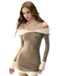 Khaki Lace 2-in-1 Slim Mini Dress - CHINASQUAD