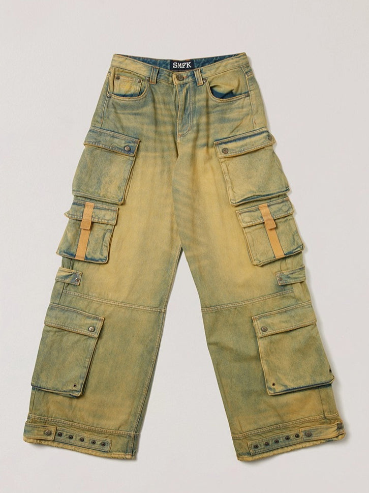 Wild Mustang Multi-Pocket Wide-Leg Jeans