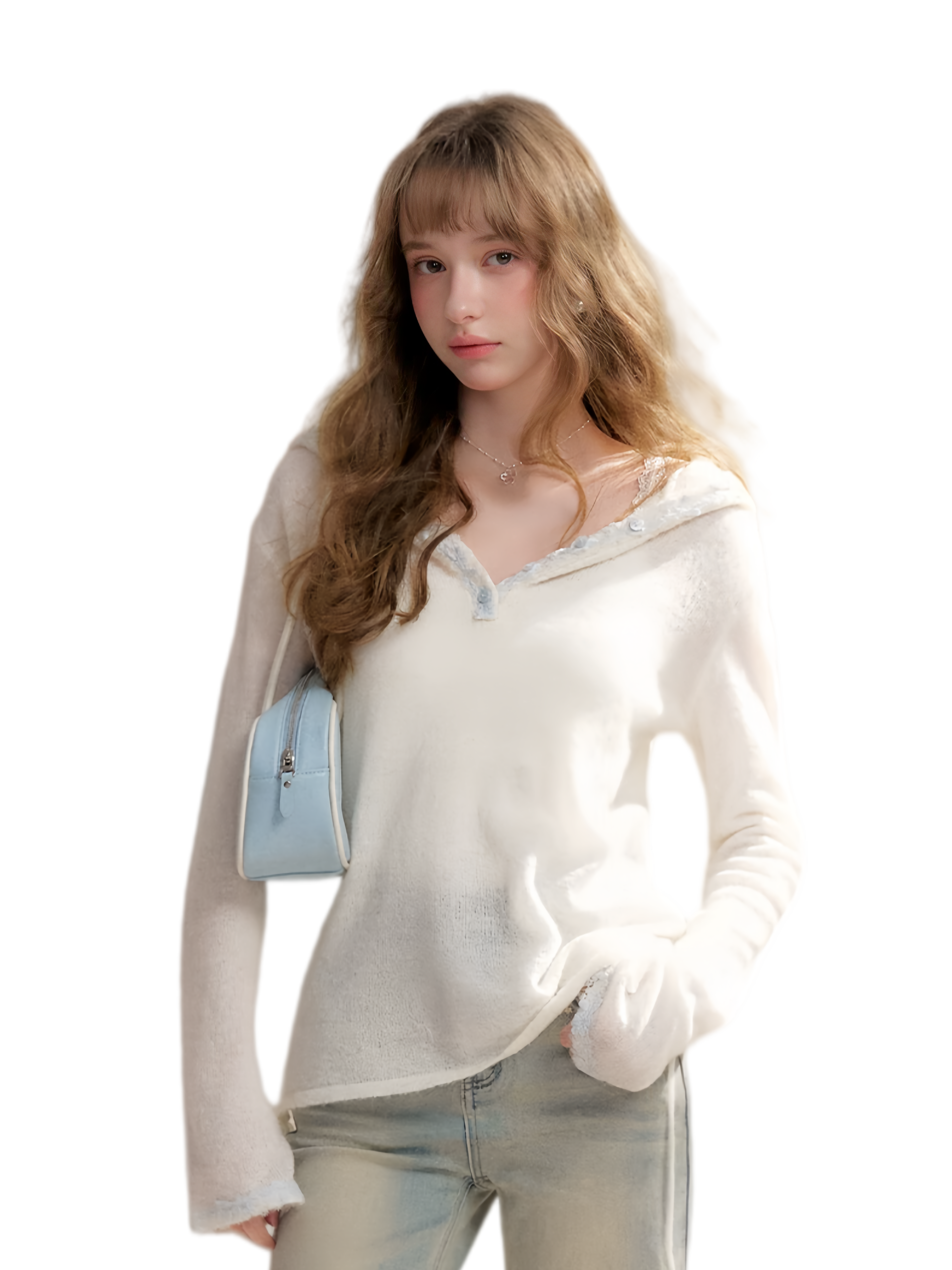 Lace Hood Knit Hoodie