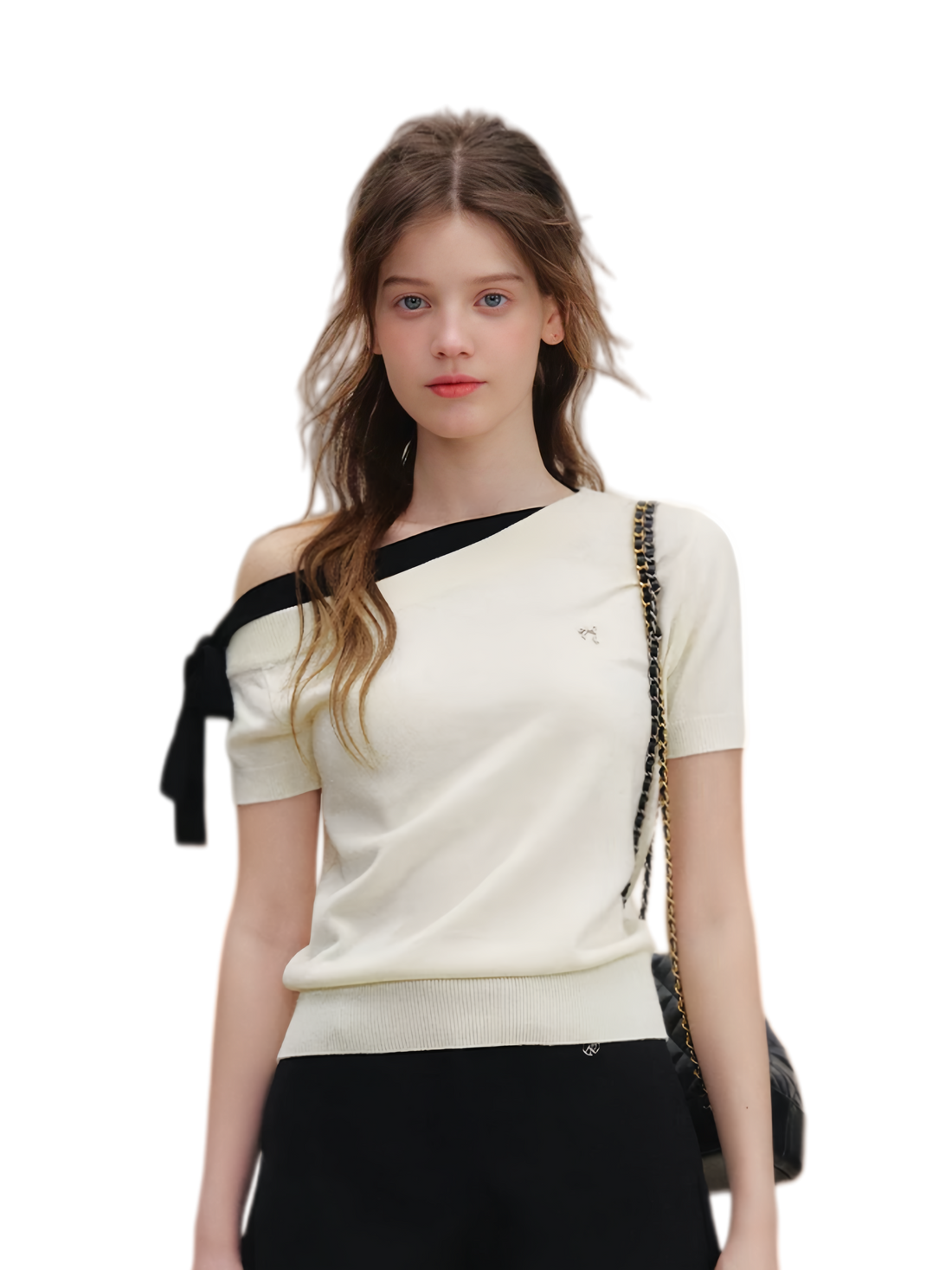 Wool Blend Bow Knit Tee