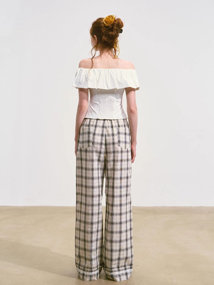 White Ruffled Off-Shoulder T-shirt