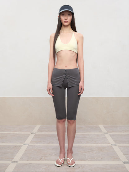 High Elastic Mid-Low Waist Five-Quarter Shorts