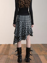 Irregular Vintage Plaid Skirt - CHINASQUAD