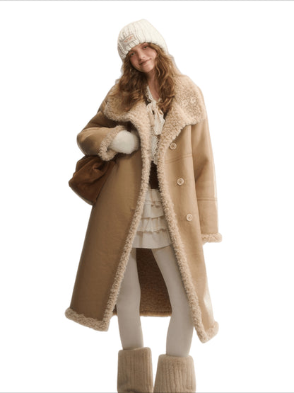 Shearling-Style Panelled Mid-Length Coat