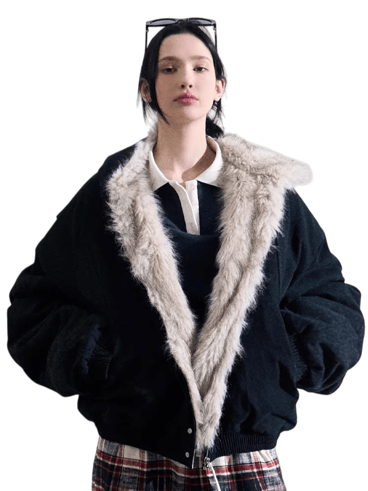 Faux Fur–Trimmed Aviator Parka Jacket