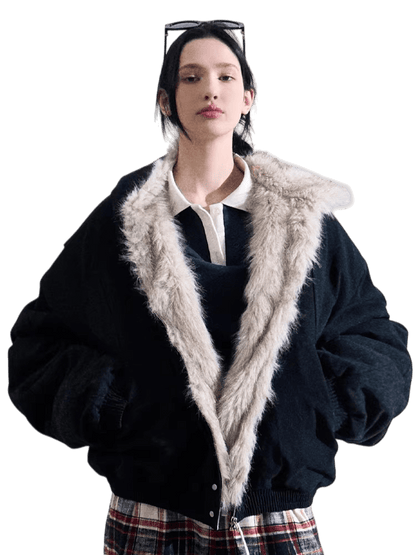 Faux Fur–Trimmed Aviator Parka Jacket