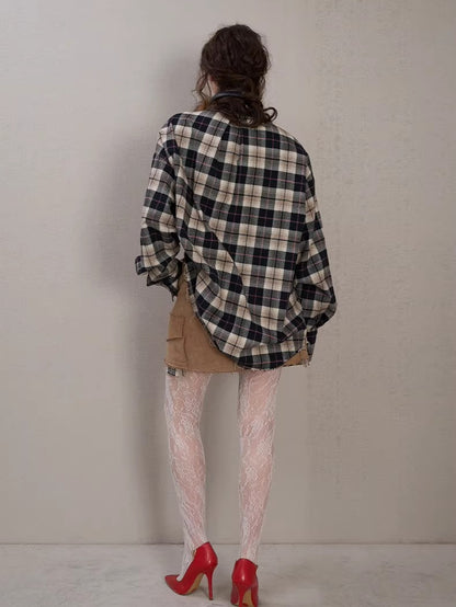 Plaid Oversized Long-Sleeve Shirt