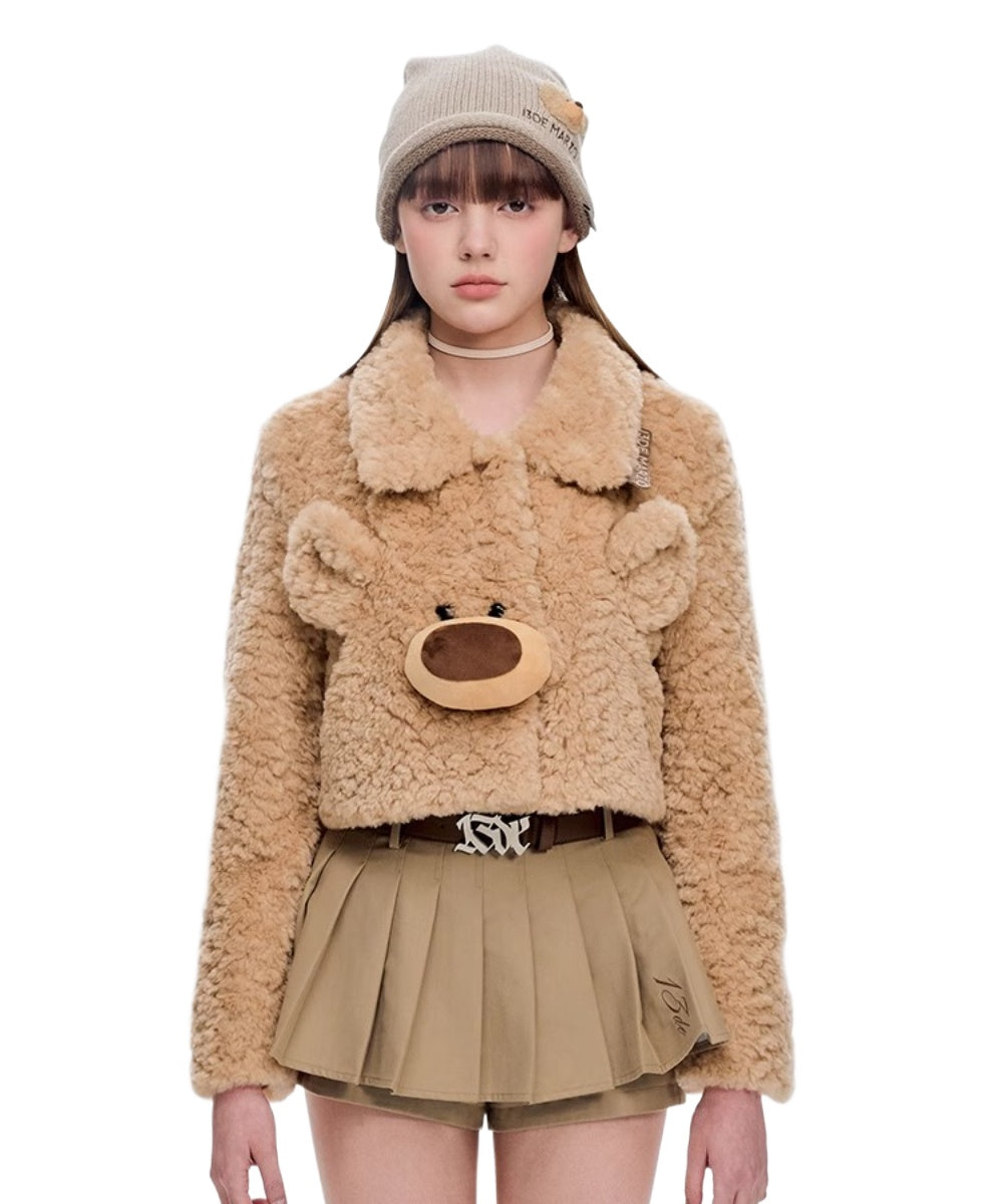 Bear Face Faux Fur Coat